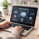 Uso de inteligencia artificial en educación digital a través de una plataforma online en un ordenador portátil