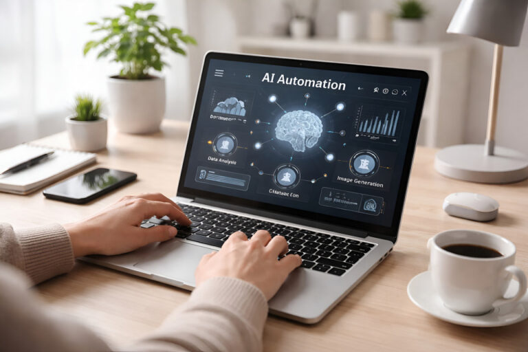 Uso de inteligencia artificial en educación digital a través de una plataforma online en un ordenador portátil